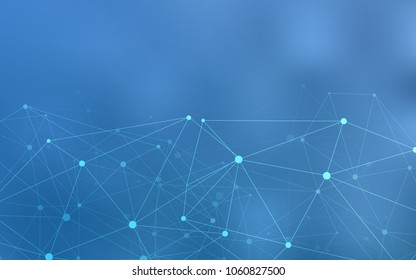 Light BLUE vector background with bubbles, lines. Glitter abstract illustration with connection of triangle structure. Pattern can be used for beautiful websites.