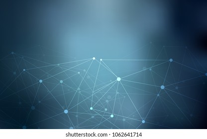 Light BLUE vector background with bubbles, lines. Abstract illustration with colorful discs and triangles. Completely new template for your brand book.
