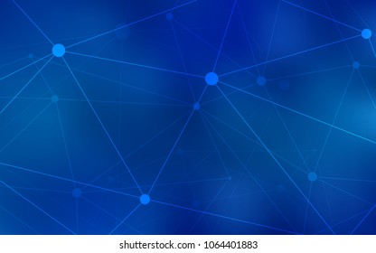 Light BLUE vector background with bubbles, lines. Glitter abstract illustration with connection of triangle structure. New design for ad, poster, banner of your website.