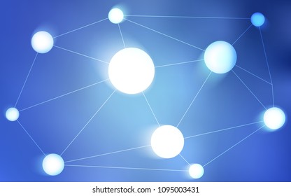 Light BLUE vector background with bubbles, lines. Design with connection of dots and lines on colorful background. Pattern can be used for beautiful websites.