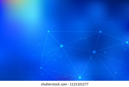Light BLUE vector background with bubbles, lines. Glitter abstract illustration with connection of triangle structure. Pattern can be used for beautiful websites.