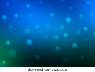 Light BLUE vector background with bubbles. Blurred bubbles on abstract background with colorful gradient. Beautiful design for your business natural advert.
