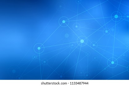 Light BLUE vector background with bubbles, lines. Glitter abstract illustration with connection of triangle structure. Pattern can be used for beautiful websites.