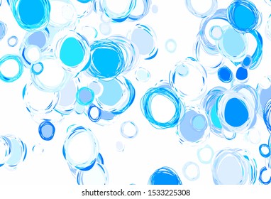 Light BLUE vector background with bubbles. Abstract illustration with colored bubbles in nature style. Design for your business advert.
