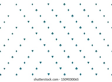 Light BLUE vector background with cards signs. Colored illustration with hearts, spades, clubs, diamonds. Design for ad, poster, banner of gambling websites.