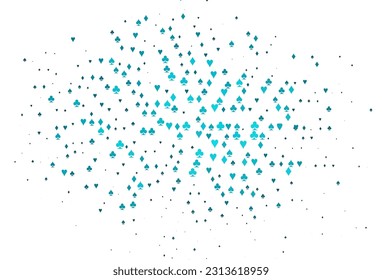 Light BLUE vector background with cards signs. Glitter abstract sketch with isolated symbols of playing cards. Pattern for leaflets of poker games, events.