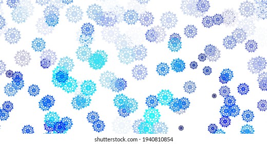Light blue vector background with christmas snowflakes. Abstract gradient colorful snowflakes and snow elements. New year leaflet pattern.