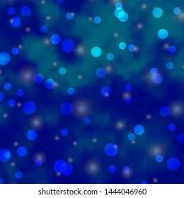 Light BLUE vector background with circles, stars. Illustration with set of colorful abstract spheres, stars. Pattern for wallpapers, curtains.