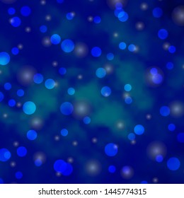 Light BLUE vector background with circles, stars. Illustration with set of colorful abstract spheres, stars. Pattern for wallpapers, curtains.