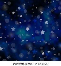 Light BLUE vector background with circles, stars. Colorful disks, stars on simple gradient background. Template for business cards, websites.