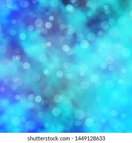 Light BLUE vector background with circles. Glitter abstract illustration with colorful drops. Pattern for business ads.