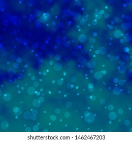Light BLUE vector background with circles, stars. Abstract illustration with colorful spots, stars. Pattern for trendy fabric, wallpapers.
