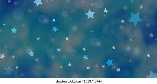 Light BLUE vector background with circles, stars. Abstract illustration with colorful spots, stars. Texture for window blinds, curtains.