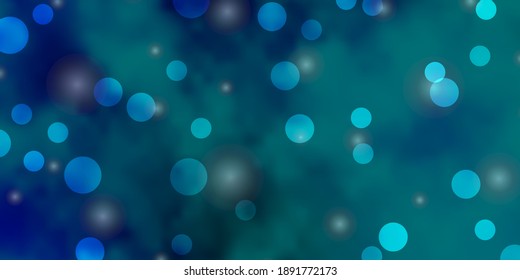 Light BLUE vector background with circles, stars. Colorful illustration with gradient dots, stars. Design for posters, banners.