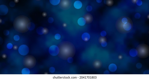 Light BLUE vector background with circles, stars. Colorful disks, stars on simple gradient background. Pattern for wallpapers, curtains.