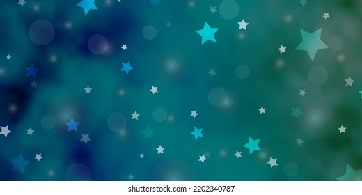 Light BLUE vector background with circles, stars. Abstract illustration with colorful spots, stars. Template for business cards, websites.