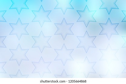 Light BLUE vector background with colored stars. Stars on blurred abstract background with gradient. Smart design for your business advert.