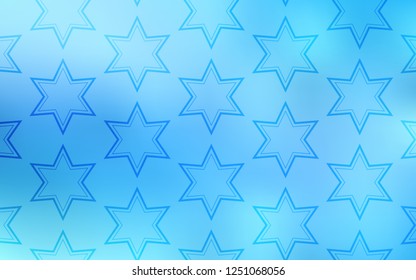 Light BLUE vector background with colored stars. Modern geometrical abstract illustration with stars. Pattern for wrapping gifts.