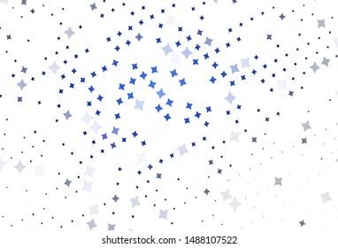 Light BLUE vector background with colored stars. Stars on blurred abstract background with gradient. Smart design for your business advert.