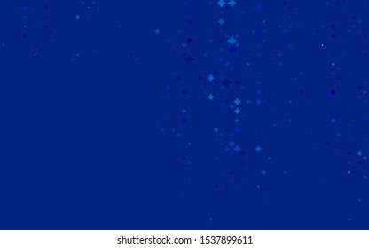 Light BLUE vector background with colored stars. Decorative shining illustration with stars on abstract template. The template can be used as a background.