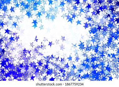 Light BLUE vector background with colored stars. Blurred decorative design in simple style with stars. Template for cosmic backgrounds.