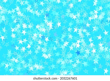 Light BLUE vector background with colored stars. Decorative shining illustration with stars on abstract template. Pattern for astrology websites.