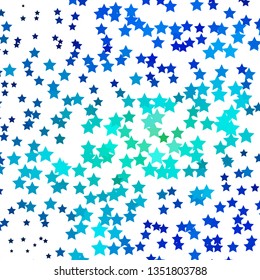 Light BLUE vector background with colorful stars. Colorful illustration with abstract gradient stars. Best design for your ad, poster, banner.