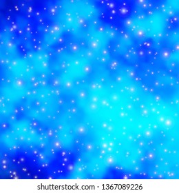Light BLUE vector background with colorful stars. Decorative illustration with stars on abstract template. Theme for cell phones.