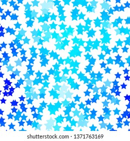 Light BLUE vector background with colorful stars. Modern geometric abstract illustration with stars. Pattern for wrapping gifts.