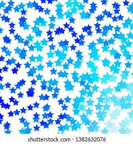 Light BLUE vector background with colorful stars. Modern geometric abstract illustration with stars. Pattern for new year ad, booklets.