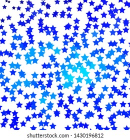 Light BLUE vector background with colorful stars. Modern geometric abstract illustration with stars. Pattern for new year ad, booklets.