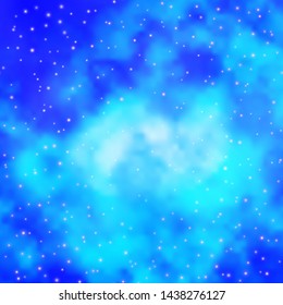 Light BLUE vector background with colorful stars. Shining colorful illustration with small and big stars. Pattern for websites, landing pages.