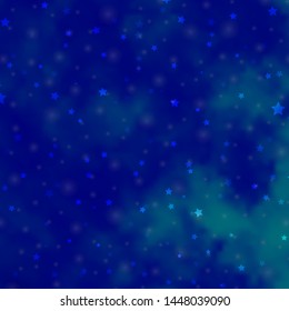 Light BLUE vector background with colorful stars. Colorful illustration in abstract style with gradient stars. Theme for cell phones.