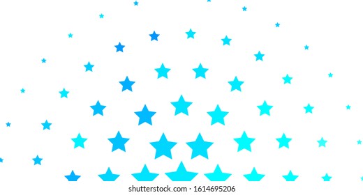 Light BLUE vector background with colorful stars. Shining colorful illustration with small and big stars. Pattern for new year ad, booklets.