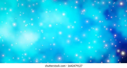Light BLUE vector background with colorful stars. Shining colorful illustration with small and big stars. Pattern for websites, landing pages.