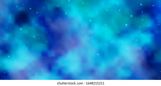 Fondo vectorial AZUL claro con estrellas coloridas. Brillante ilustración colorida con estrellas pequeñas y grandes. Patrón para sitios web, páginas de inicio.