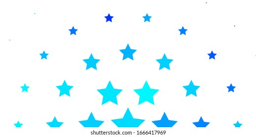 Fondo vectorial AZUL claro con estrellas coloridas. Ilustración colorida en estilo abstracto con estrellas degradadas. Tema para teléfonos celulares.