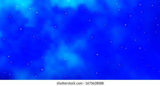 Light BLUE vector background with colorful stars. Blur decorative design in simple style with stars. Pattern for new year ad, booklets.