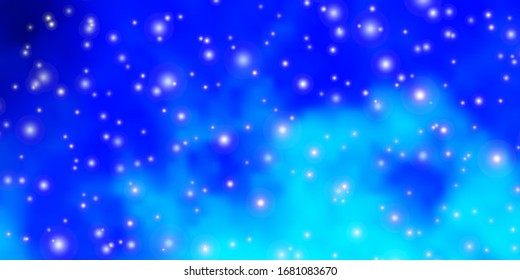 Light BLUE vector background with colorful stars. Shining colorful illustration with small and big stars. Best design for your ad, poster, banner.