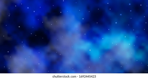 Light BLUE vector background with colorful stars. Blur decorative design in simple style with stars. Pattern for new year ad, booklets.