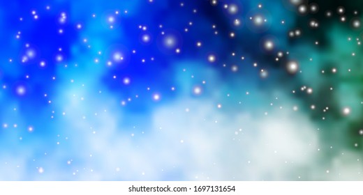 Light BLUE vector background with colorful stars. Modern geometric abstract illustration with stars. Theme for cell phones.