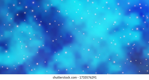 Heller BLAU Vektorhintergrund mit bunten Sternen. Farbige Abbildung in abstraktem Stil mit Sternen im Farbverlauf. Muster für Webseiten, Landing-Seiten.