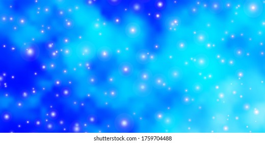 Light BLUE vector background with colorful stars. Shining colorful illustration with small and big stars. Pattern for websites, landing pages.