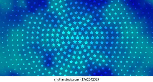Light BLUE vector background with colorful stars. Blur decorative design in simple style with stars. Pattern for new year ad, booklets.