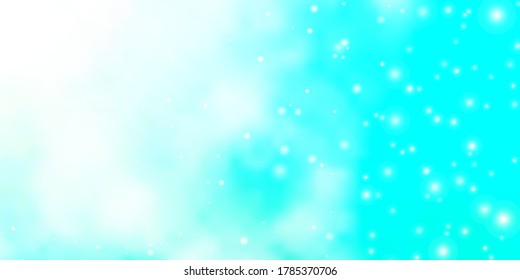Light BLUE vector background with colorful stars. Shining colorful illustration with small and big stars. Best design for your ad, poster, banner.