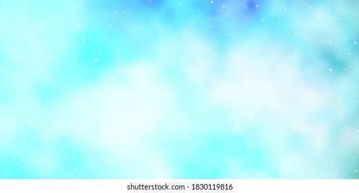 Fondo vectorial AZUL claro con estrellas coloridas. Ilustración colorida con estrellas de gradiente abstractas. Patrón de anuncios de año nuevo, folletos.
