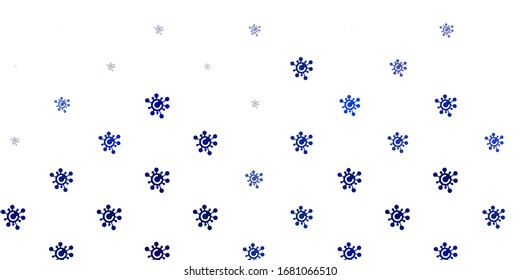 Light BLUE vector background with covid-19 symbols. Abstract illustration with biological gradient shapes. Best design for quarantine events.