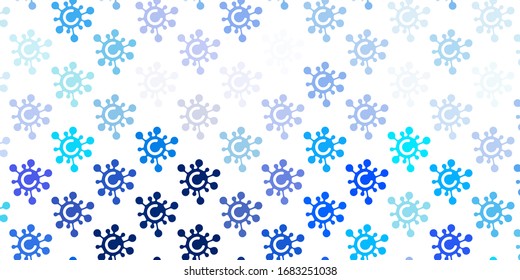 Light BLUE vector background with covid-19 symbols. Simple design in abstract style with infection forms. Design for biohazard warning.