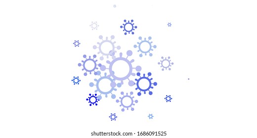 Fondo vectorial AZUL claro con símbolos covid-19. Diseño simple en estilo abstracto con formas de infección. Fondo de escritorio para la protección de la salud.