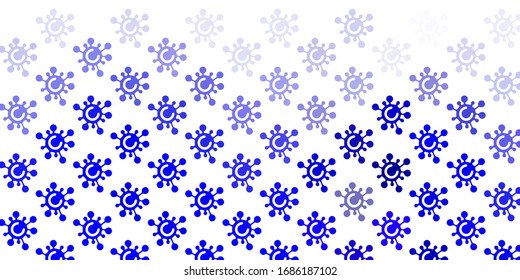 Light BLUE vector background with covid-19 symbols. Simple design in abstract style with infection forms. Wallpaper for health protection.